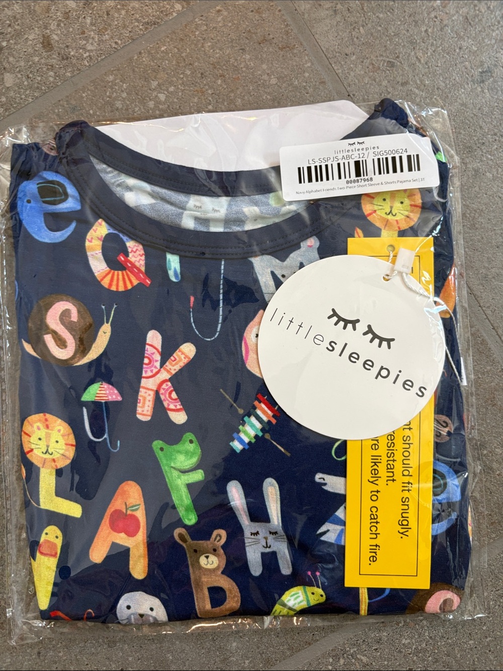 NWT Little Sleepies Navy Alphabet Friends short sleeve set